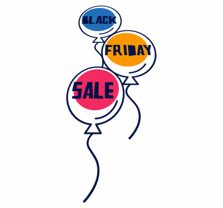 Black friday vinyl tæppe farverige luftballoner - TenStickers