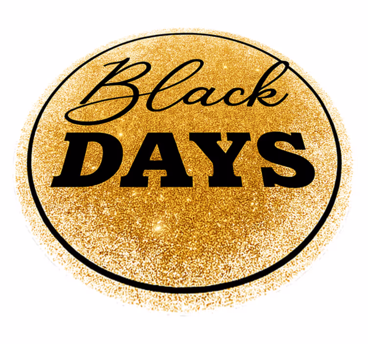 Black friday vinyl tæppe hvid og gylden "black days" - TenStickers