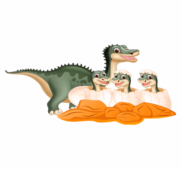 Vinyltæpper med dyr sød dinosaurfamilie - TenStickers