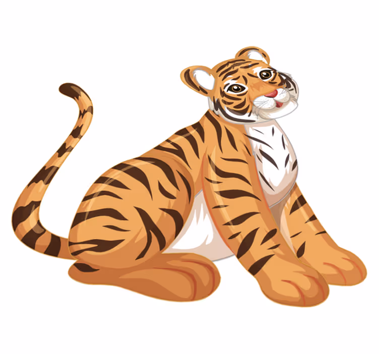 Vinyltæpper med dyr legesyg tigerunge - TenStickers