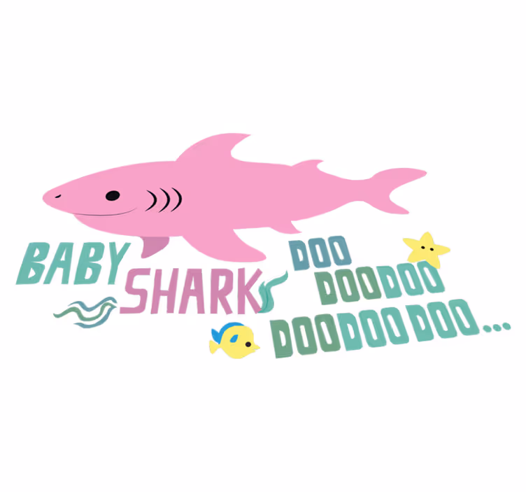Vinyltæpper med dyr baby shark sangtekster - TenStickers