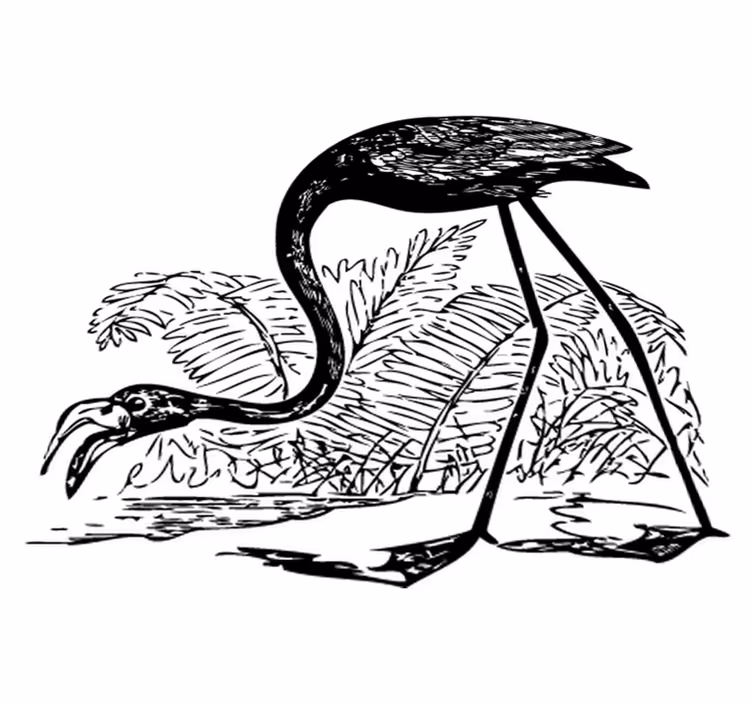 Vinyltæpper med dyr flamingo med bregner - TenStickers