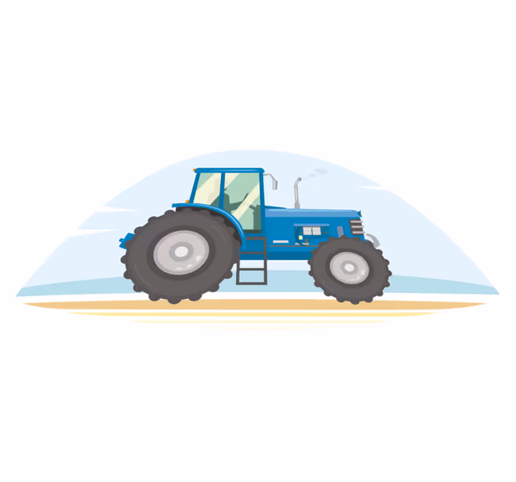 Vinyltæpper med dyr blå traktor illustration - TenStickers