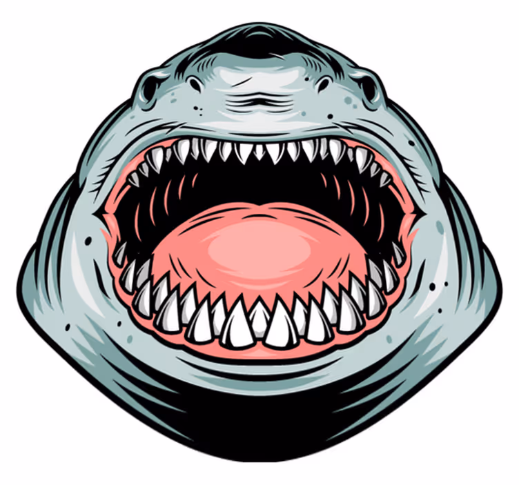 Vinyltæpper med dyr ferocious shark head - TenStickers