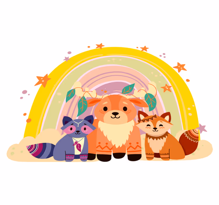 Vinyltæpper med dyr charming creature trio - TenStickers