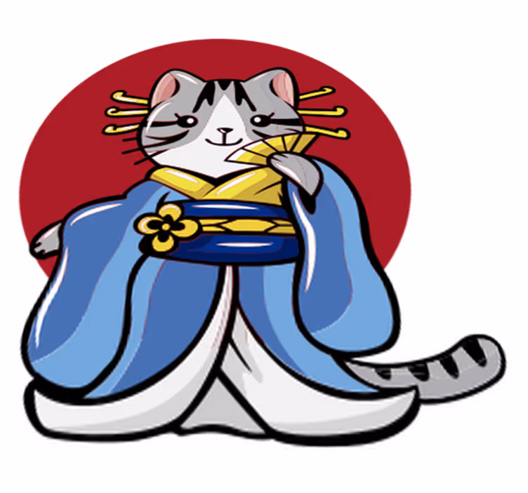 Vinyltæpper med dyr japansk dekorativ kat - TenStickers