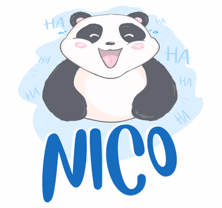 Vinyltæpper med dyr baby panda overrasket med navn - TenStickers