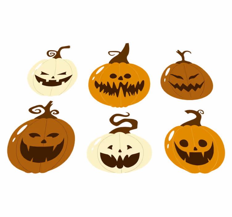 Vinyltæpper til halloween med skræmmende græskar - TenStickers