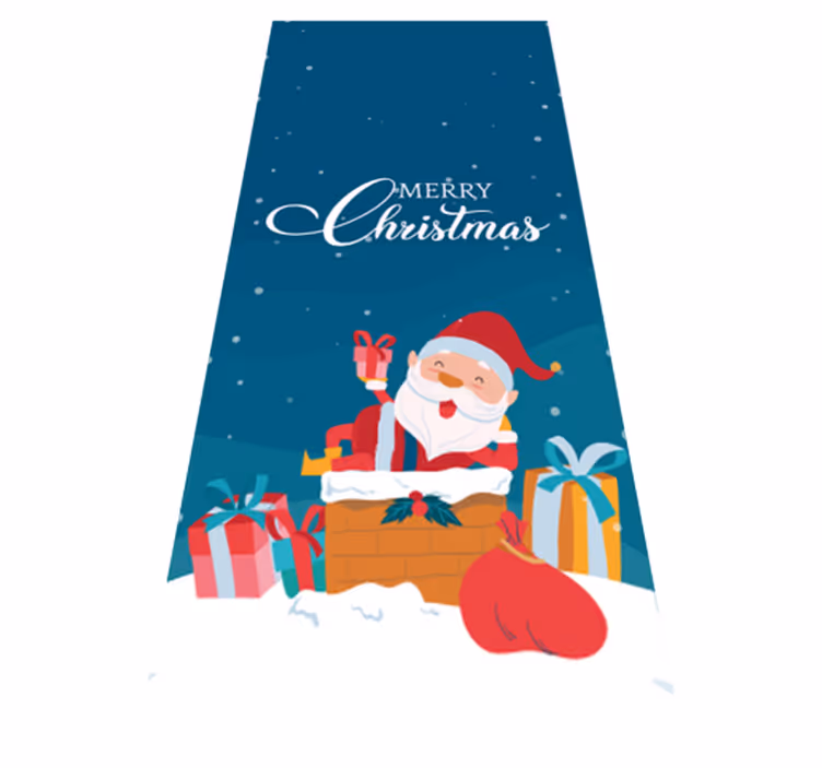 Jule vinyltæppe med en glædelig jul med julemanden - TenStickers