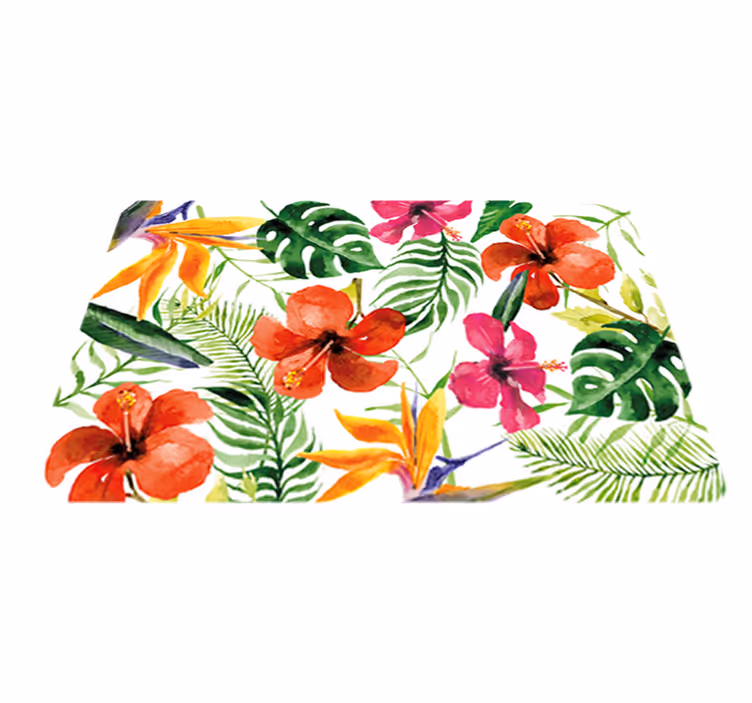 Blomster og planter vinyltæppe farverig monstera - TenStickers