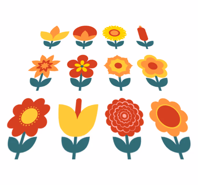 Blomster og planter vinyltæppe sommerblomster kollektion - TenStickers