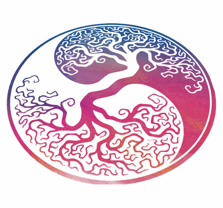 Blomster og planter vinyltæppe livets yin yang træ - TenStickers