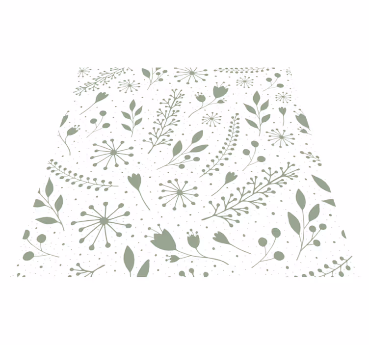 Blomster og planter vinyltæppe med søde grønne blade - TenStickers