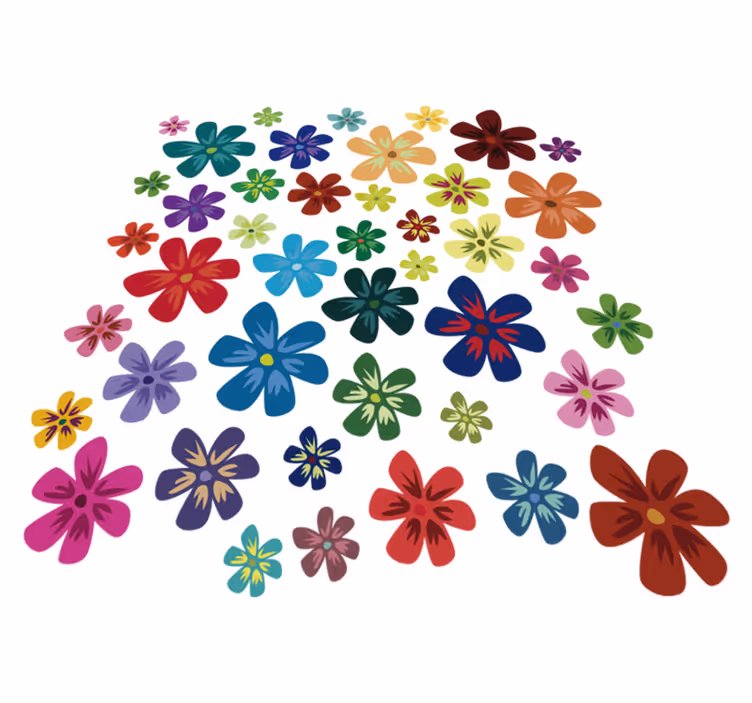 Blomster og planter vinyltæppe farverige blomster - TenStickers
