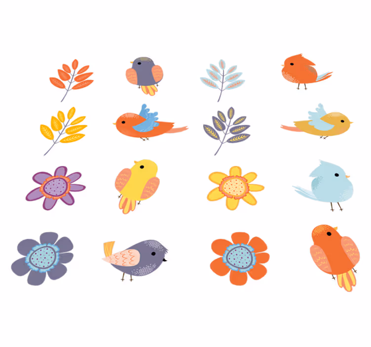 Blomster og planter vinyltæppe forårsfugle - TenStickers
