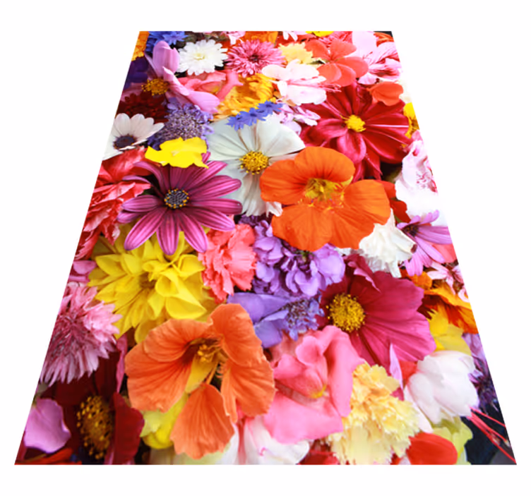 Blomster og planter vinyltæppe med mange farverige blomster - TenStickers
