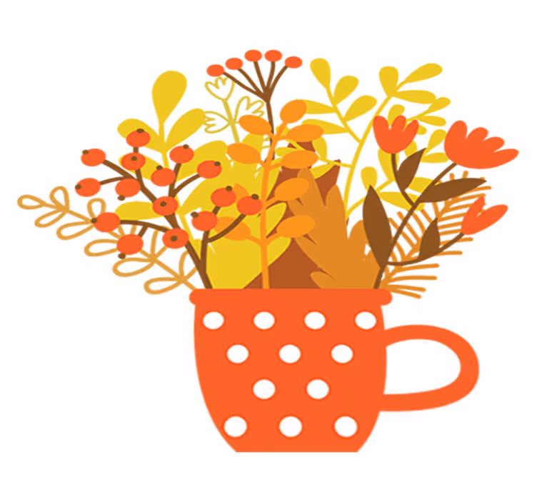 Blomster og planter vinyltæppe efterårs krukke - TenStickers