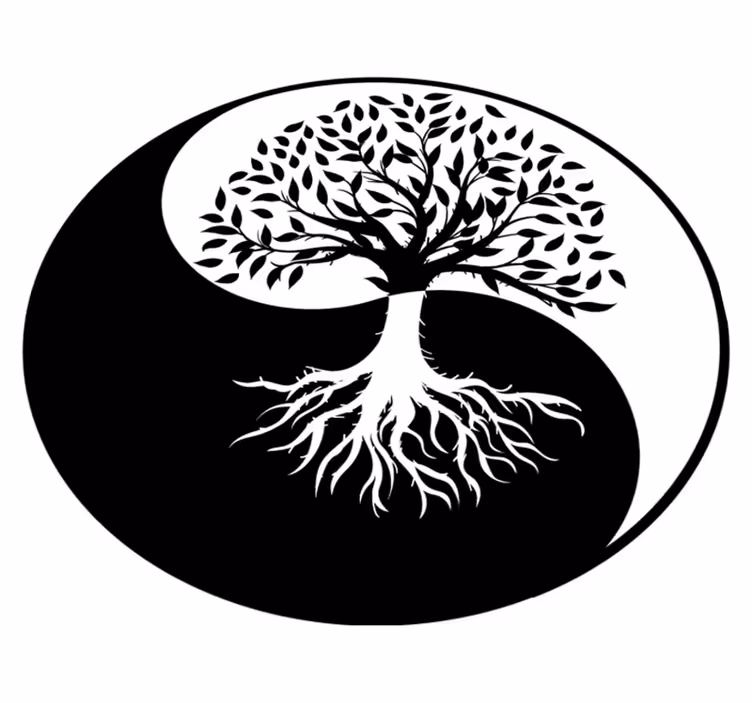 Blomster og planter vinyltæppe livets træ yin og yang - TenStickers