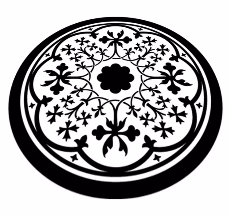 Blomster og planter vinyltæppe gotisk roset - TenStickers