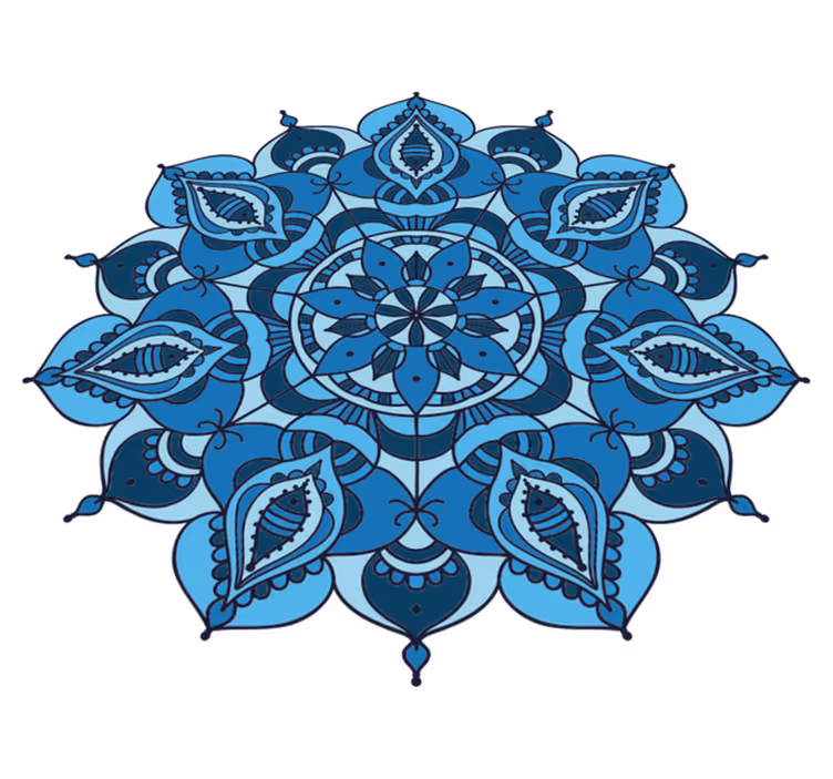 Blomster og planter vinyltæppe lotus blå mandala - TenStickers
