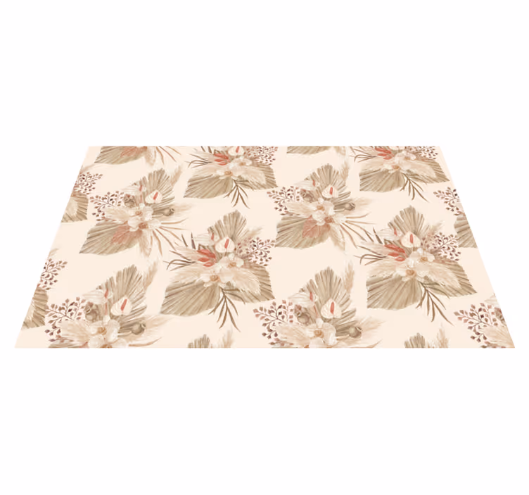 Blomster og planter vinyltæppe i beige tørrede blomster - TenStickers