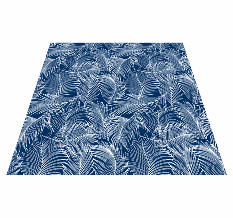 Blomster og planter vinyltæppe med elegante blå blade - TenStickers