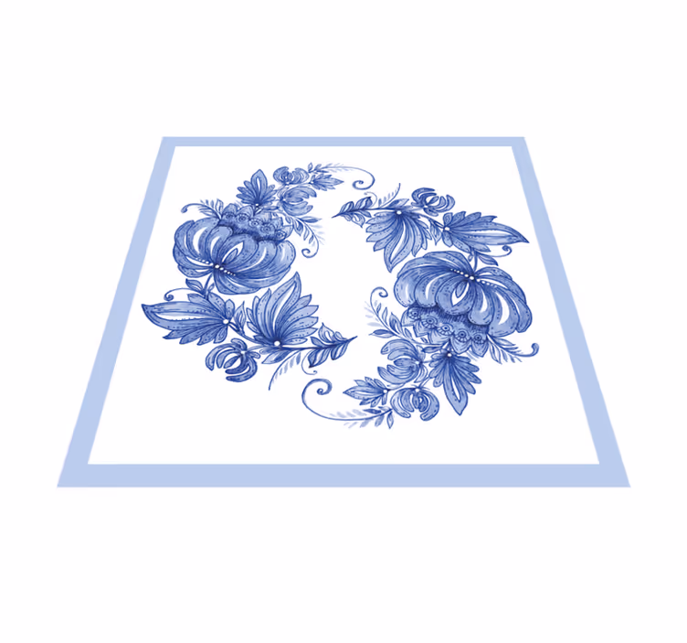 Blomster og planter vinyltæppe blåt blomsterdesign - TenStickers