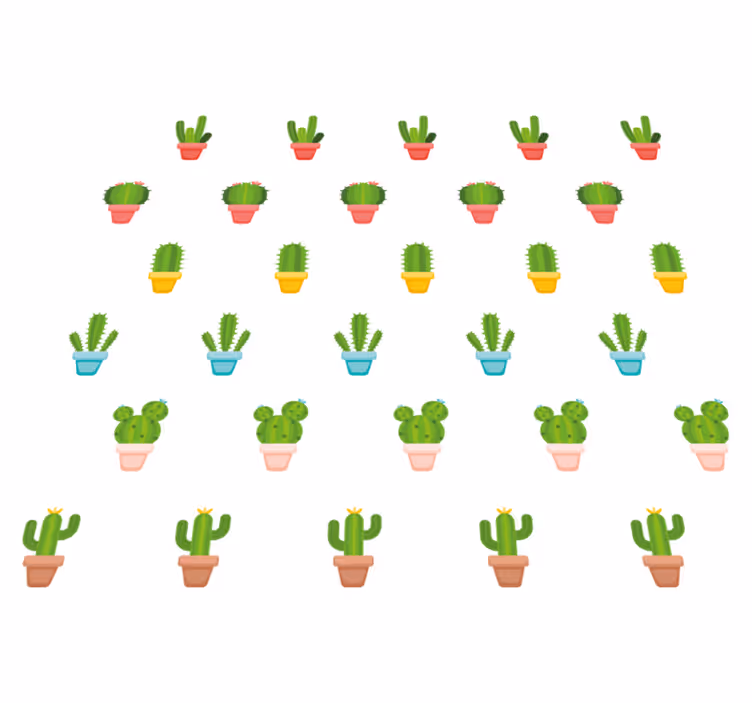 Blomster og planter vinyltæppe med kaktusmønster - TenStickers