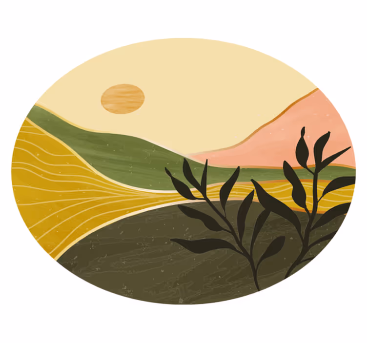 Blomster og planter vinyltæppe roligt landskab - TenStickers