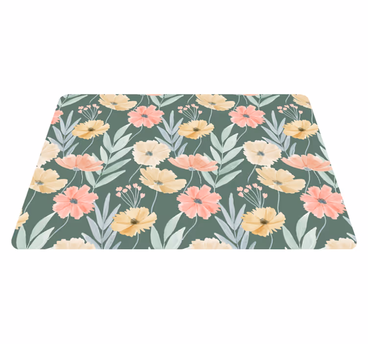 Blomster og planter vinyltæppe med original akvarel mønster - TenStickers
