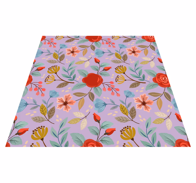 Farverige blomster blomster og planter vinyltæppe - TenStickers