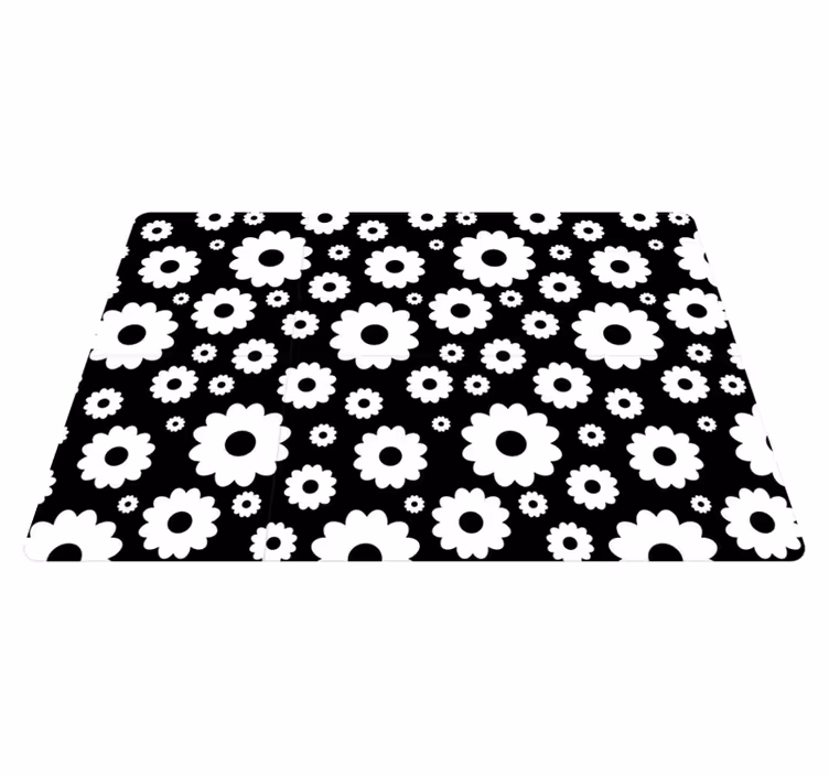 Blomster og planter vinyltæppe hvide og sorte margueritter - TenStickers