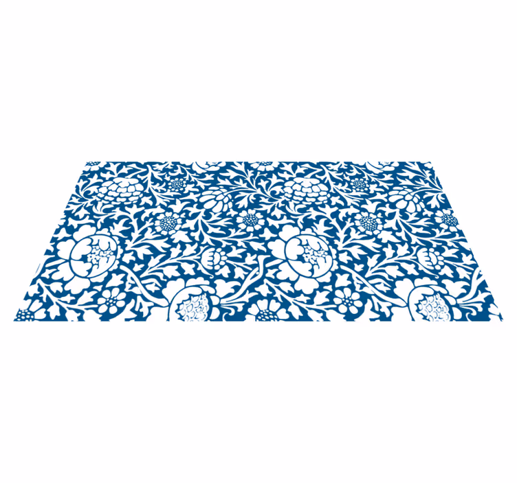 Blomster og planter vinyltæppe marineblå flora - TenStickers