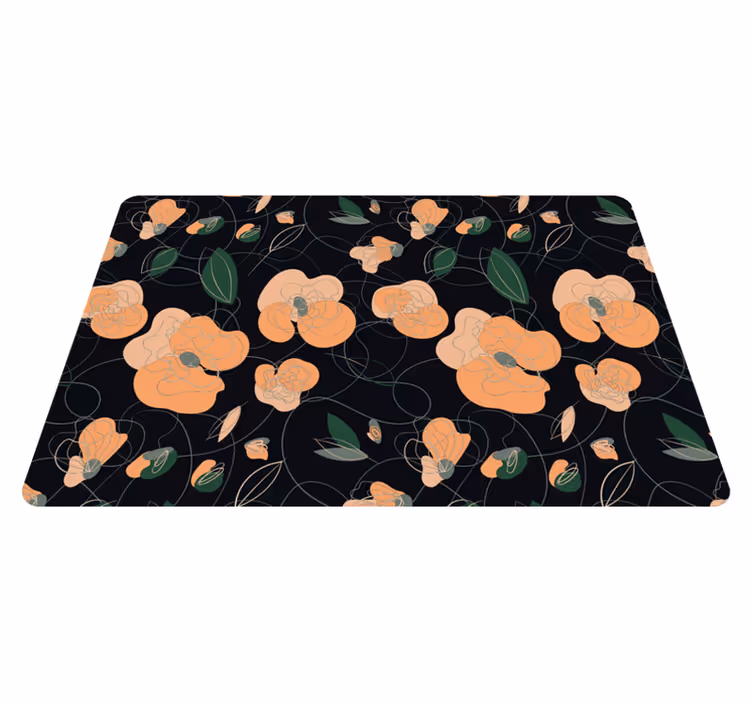 Blomster og planter vinyltæppe mørkt livligt mønster - TenStickers
