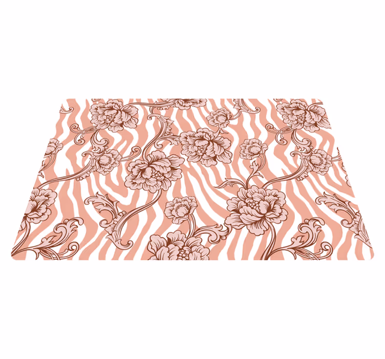 Blomster og planter vinyltæppe zebra print og blomster - TenStickers