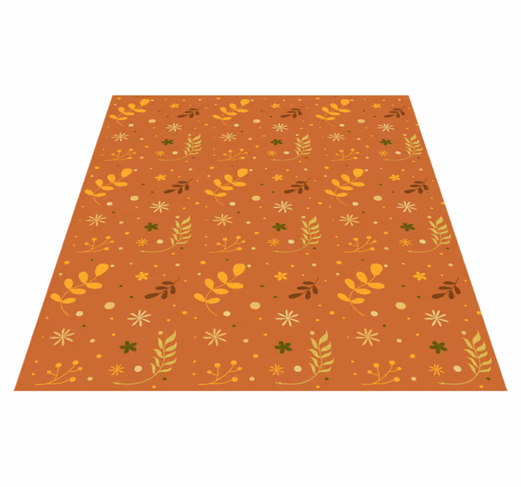 Blomster og planter vinyltæppe i orange nuancer af blade - TenStickers