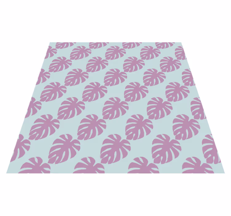 Blomster og planter vinyltæppe blå og rosa blade mønster - TenStickers