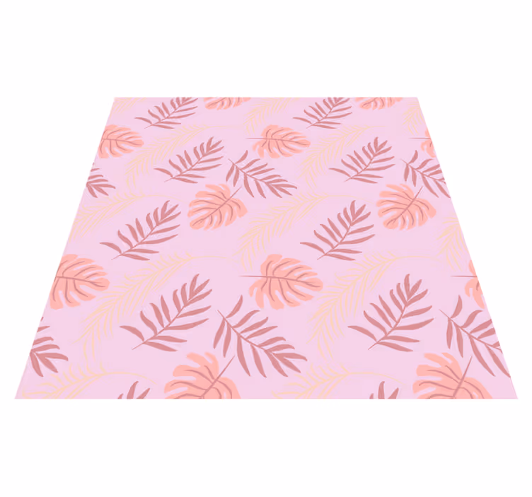 Blomster og planter vinyltæppe i pink tropisk bladdesign - TenStickers