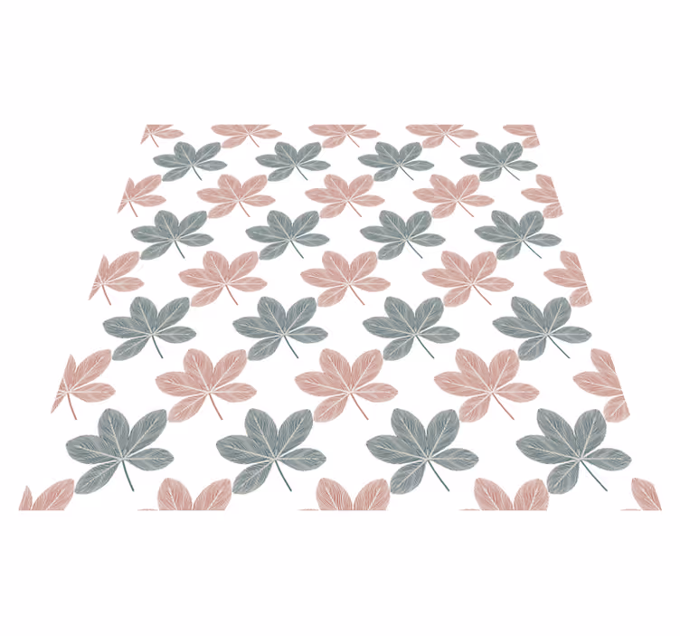 Blomster og planter vinyltæppe i pink og blå blade - TenStickers