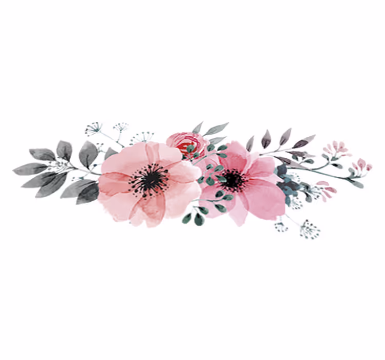 Blomster og planter vinyltæppe aquarella valmuer - TenStickers
