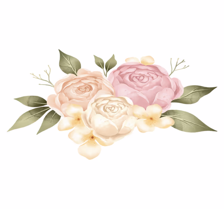 Blomster og planter vinyltæppe akvarel pæon - TenStickers