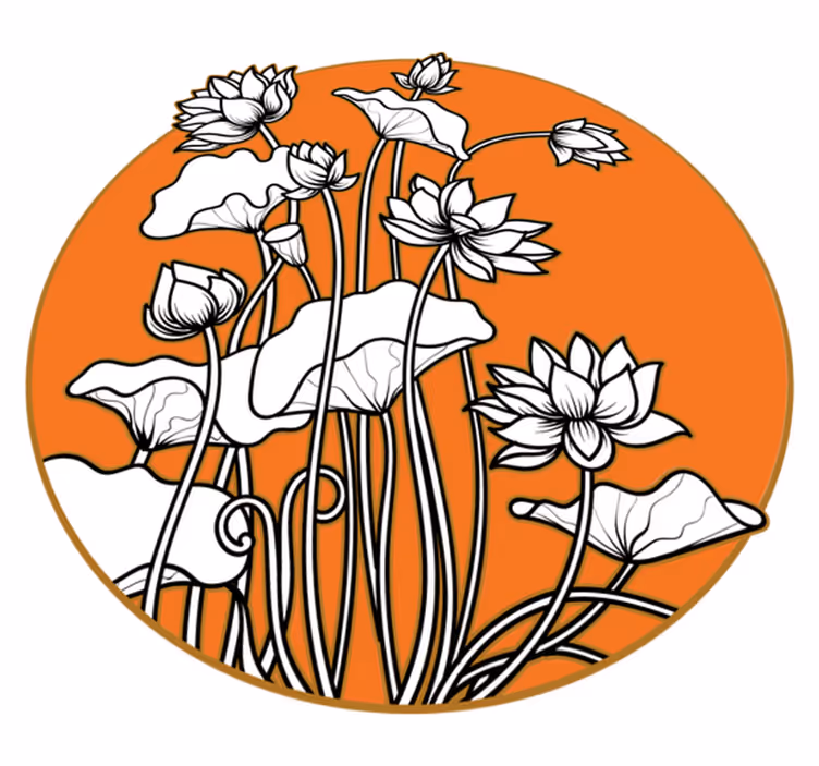 Blomster og planter vinyltæppe lotusillustration - TenStickers
