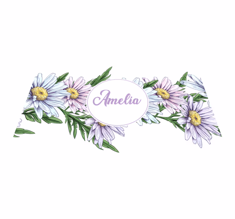 Blomster og planter vinyltæppe med navn design - TenStickers
