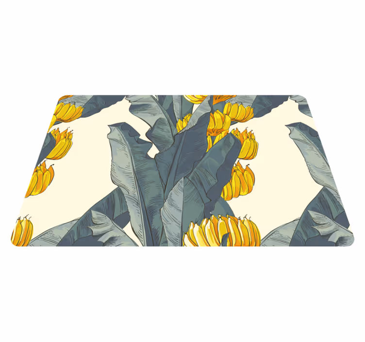 Blomster og planter vinyltæppe med kunstnerisk banantræ - TenStickers