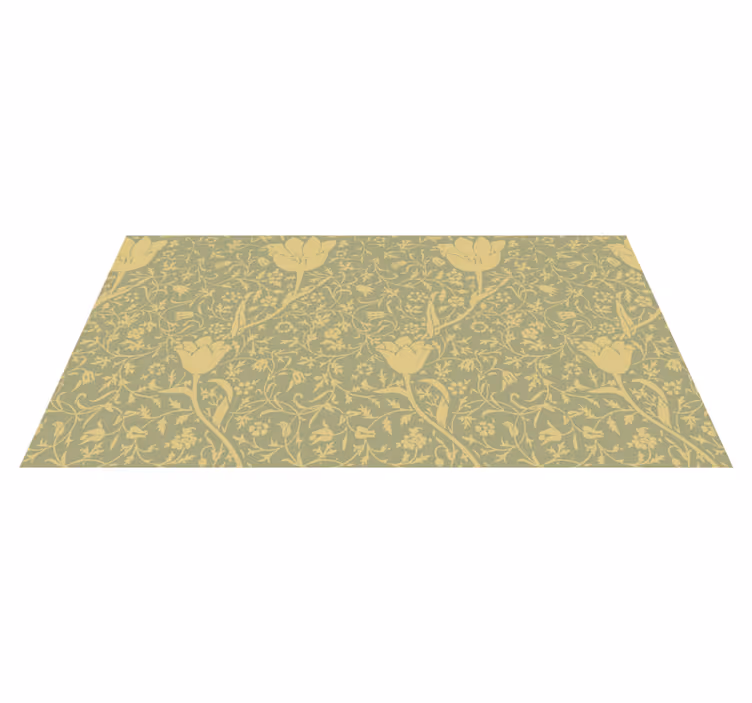 Blomster og planter vinyltæppe guld og grøn stil - TenStickers