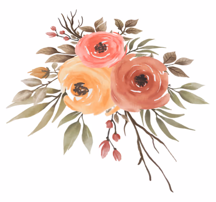 Blomster og planter vinyltæppe med tegning af tørrede roser - TenStickers