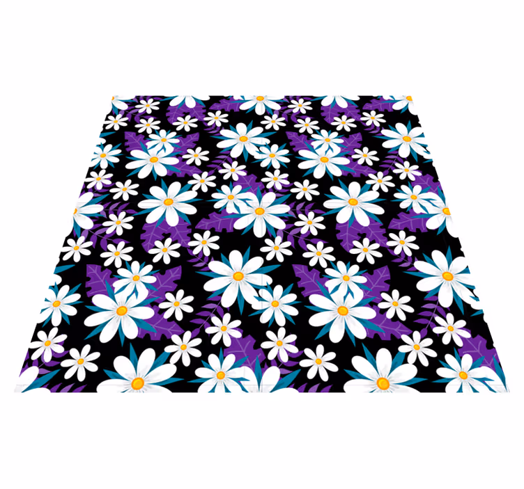 Blomster og planter vinyltæppe blomster på sort baggrund - TenStickers