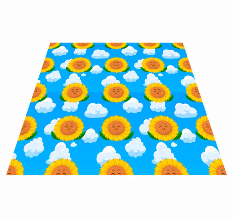 Blomster og planter vinyltæppe sjov gul smilende blomst - TenStickers