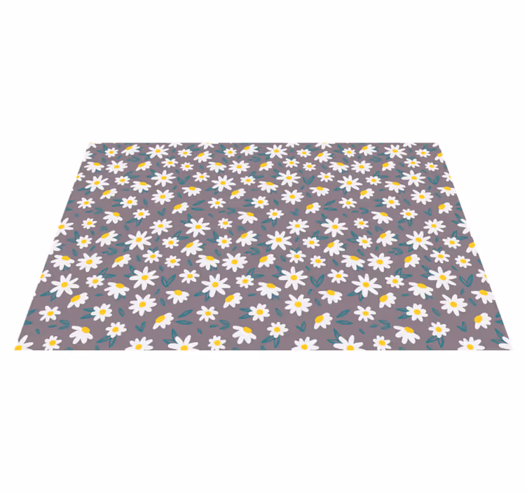 Blomster og planter vinyltæppe med søde små margueritter - TenStickers