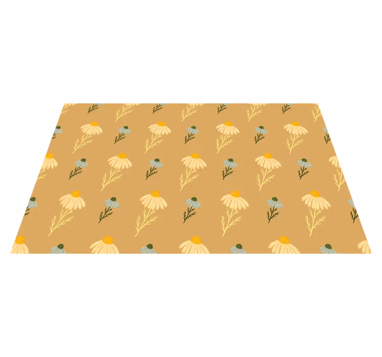 Blomster og planter vinyltæppe med mønster af kamille - TenStickers